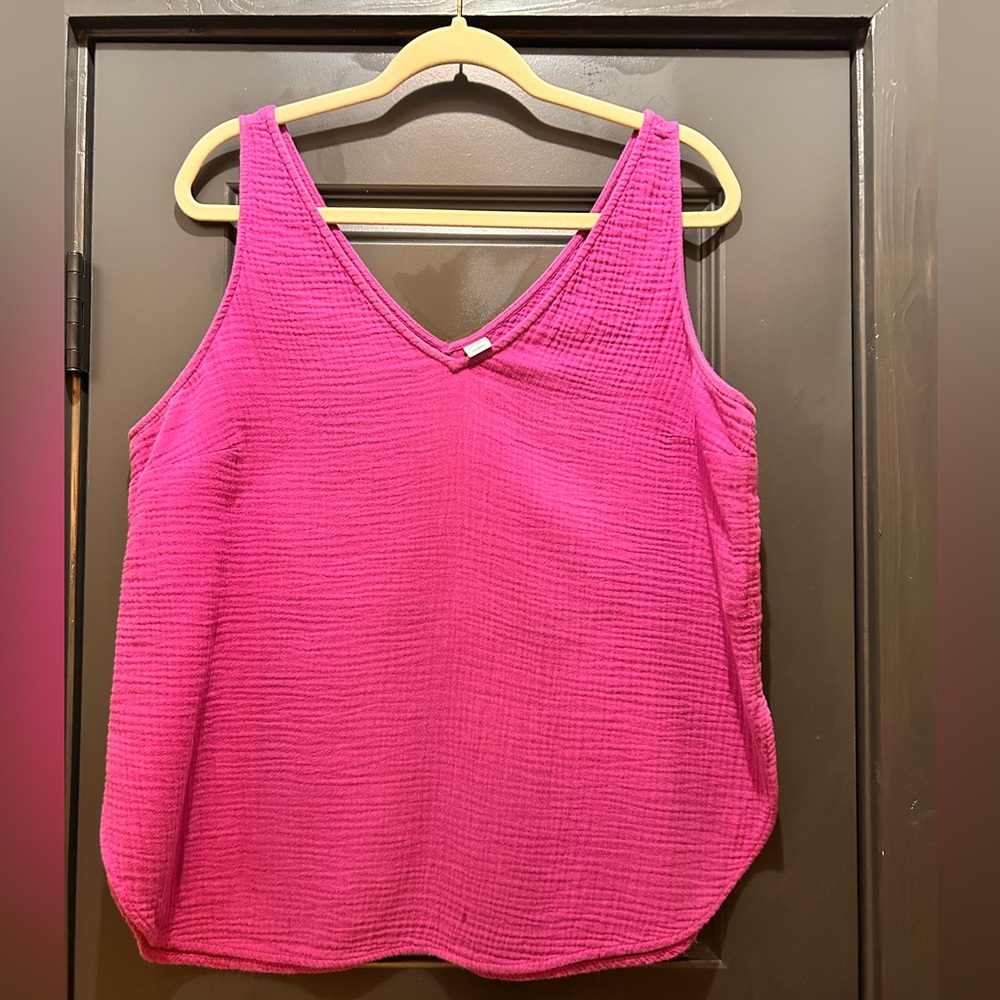 Old Navy Pink Crinkle Cotton Gauze Tank Top
